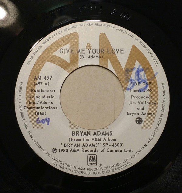Bryan Adams : Give Me Your Love (7", Single)