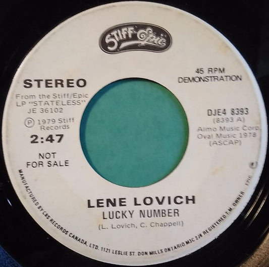 Lene Lovich : Lucky Number / What Will I Do Without You (7", Promo)