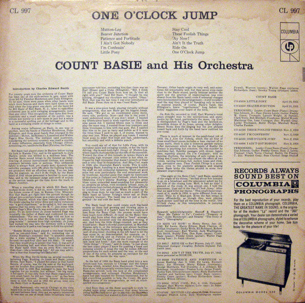 Count Basie Orchestra : One O'Clock Jump (LP, Album, Comp, Mono)