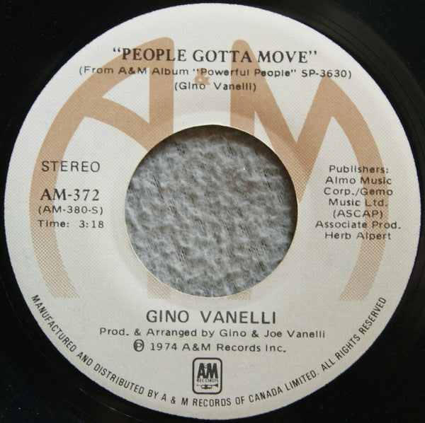 Gino Vannelli : People Gotta Move (7")