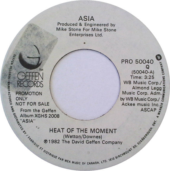 Asia (2) : Heat Of The Moment (7", Single, Promo)