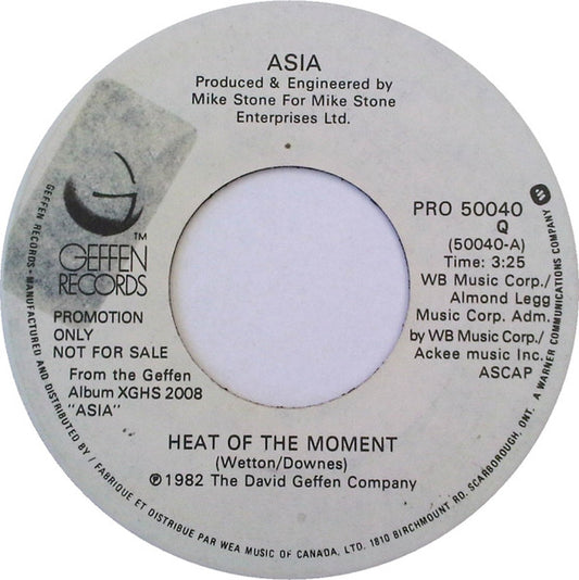 Asia (2) : Heat Of The Moment (7", Single, Promo)