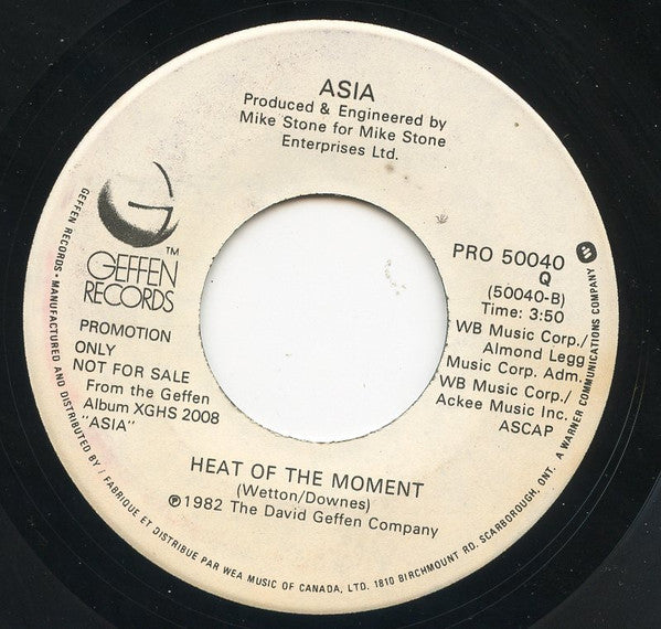 Asia (2) : Heat Of The Moment (7", Single, Promo)