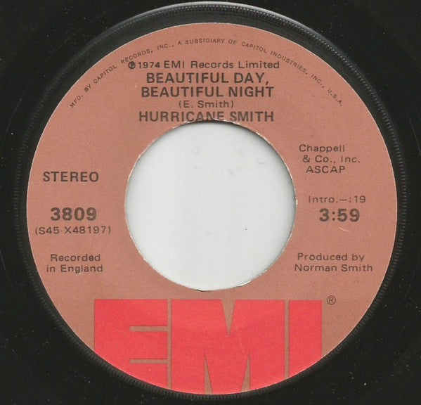 Hurricane Smith : Beautiful Day, Beautiful Night (7", Single)