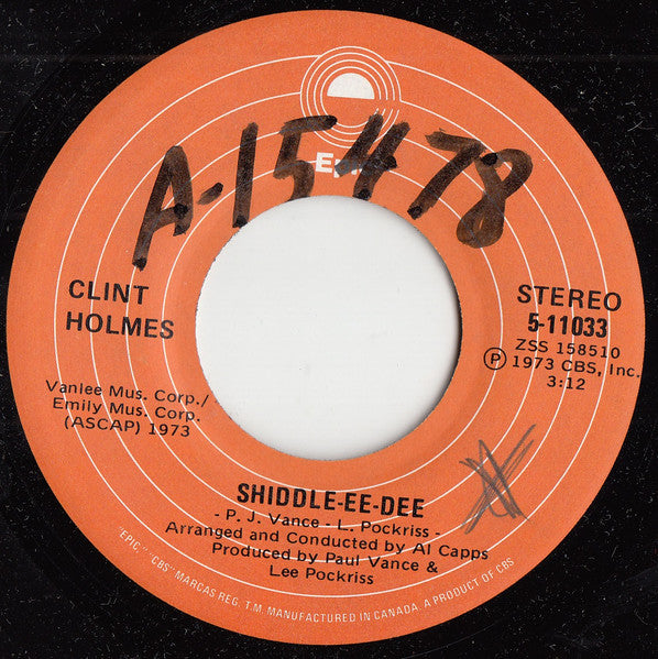 Clint Holmes : Shiddle-Ee-Dee (7", Single)