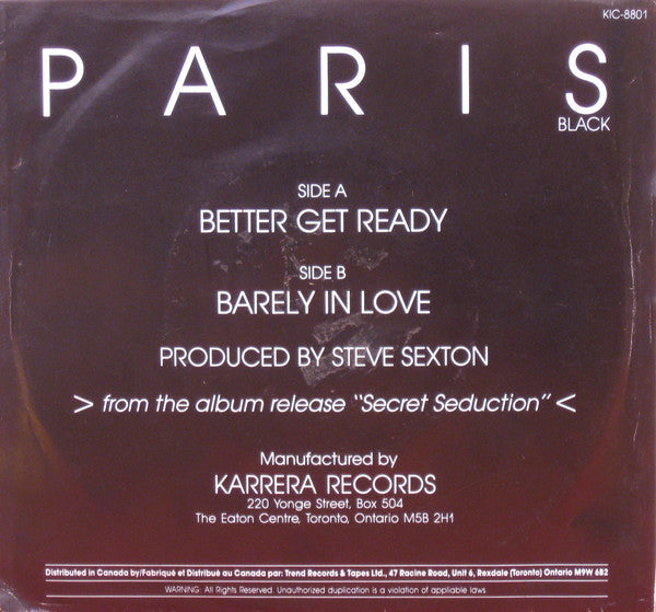 Paris Black : Better Get Ready (7", Single)
