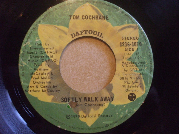 Tom Cochrane : Softly Walk Away (7", Single)