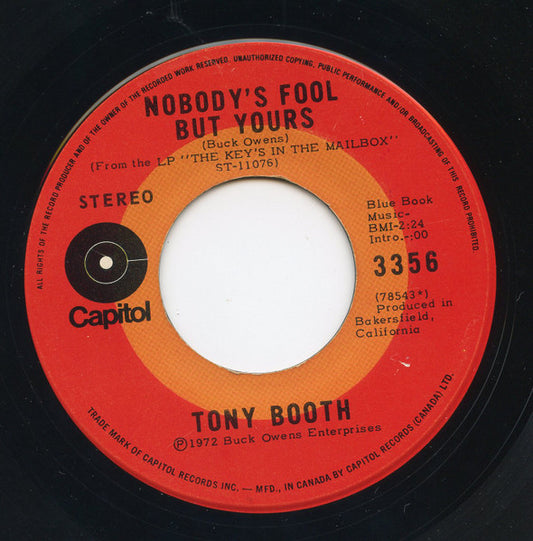 Tony Booth : Nobody's Fool But Yours / A Whole Lot Of Somethin' (7", Single)