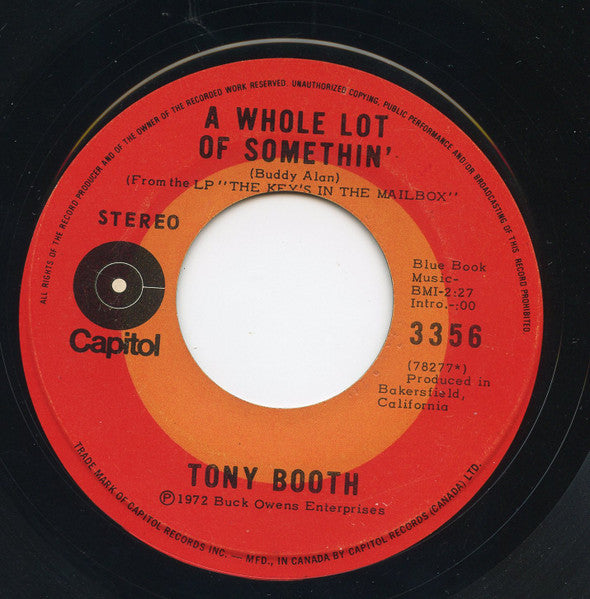 Tony Booth : Nobody's Fool But Yours / A Whole Lot Of Somethin' (7", Single)