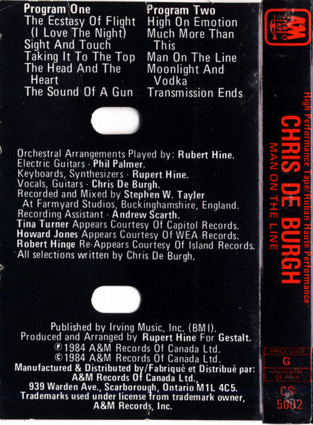Chris de Burgh : Man On The Line (Cass, Album, Dol)