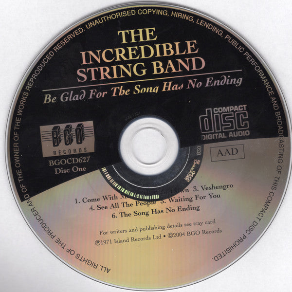 The Incredible String Band : Be Glad For The Song Has No Ending / Liquid Acrobat As Regards The Air (2xCD, Comp, RP)