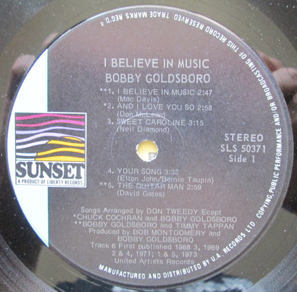 Bobby Goldsboro : I Believe In Music (LP, Comp)