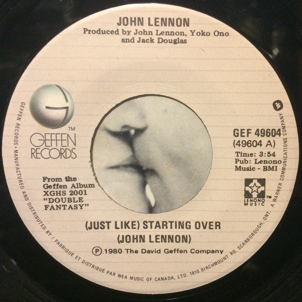 John Lennon : (Just Like) Starting Over (7", Single, Len)