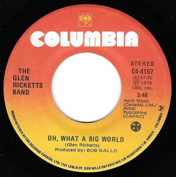 The Glen Ricketts Band : Something For My Baby (7", Single)