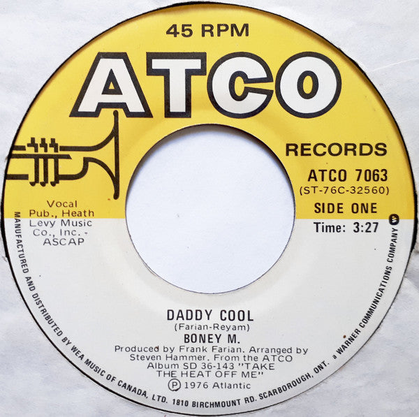 Boney M. : Daddy Cool (7", Single)