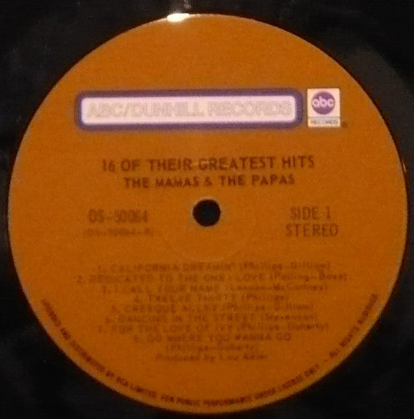 The Mamas & The Papas : 16 Of Their Greatest Hits (LP, Comp)