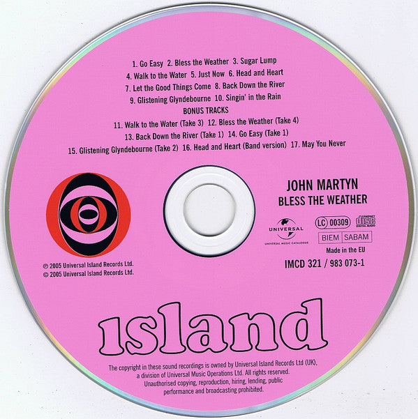 John Martyn : Bless The Weather (CD, Album, RE, RM, Pin)