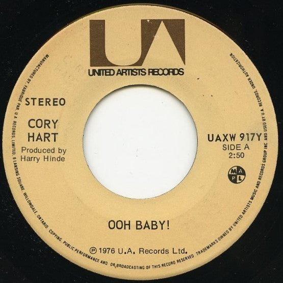 Cory Hart (2) : Ooh Baby / You Were Suspicious (7", Single)