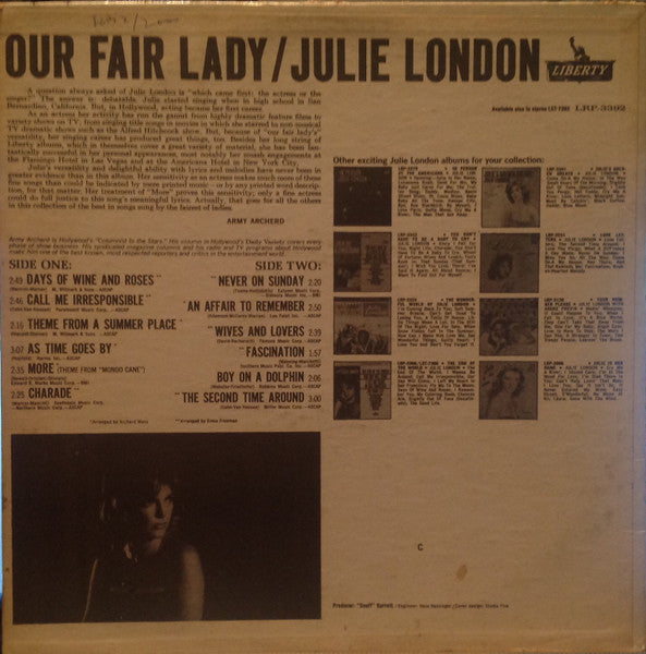 Julie London : Our Fair Lady (LP, Album, Mono)