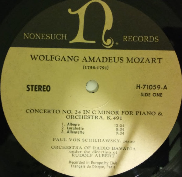 Wolfgang Amadeus Mozart, Paul Von Schilhawsky Piano Symphonie-Orchester Des Bayerischen Rundfunks Under The Direction Of Rudolf Albert : Concerto No. 18 In B Flat Major For Piano And Orchestra, K.456 / Concerto No. 24 In C Minor For Piano And Orchestra, K.491 (LP)