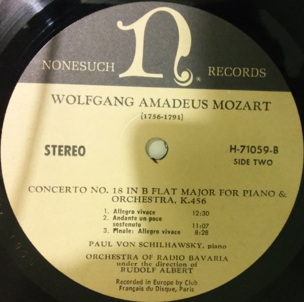 Wolfgang Amadeus Mozart, Paul Von Schilhawsky Piano Symphonie-Orchester Des Bayerischen Rundfunks Under The Direction Of Rudolf Albert : Concerto No. 18 In B Flat Major For Piano And Orchestra, K.456 / Concerto No. 24 In C Minor For Piano And Orchestra, K.491 (LP)