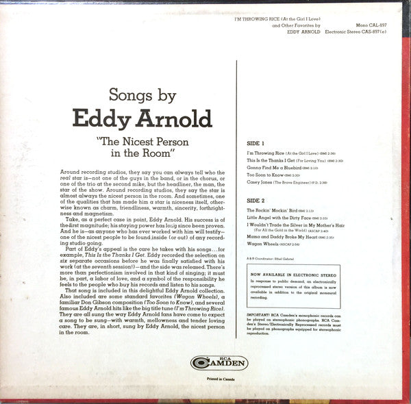 Eddy Arnold : I'm Throwing Rice (At The Girl I Love) And Other Favorites By  Eddy Arnold (LP, Album)