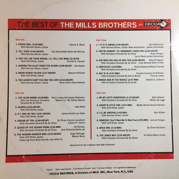 The Mills Brothers : The Best Of The Mills Brothers (2xLP, Comp, Gat)