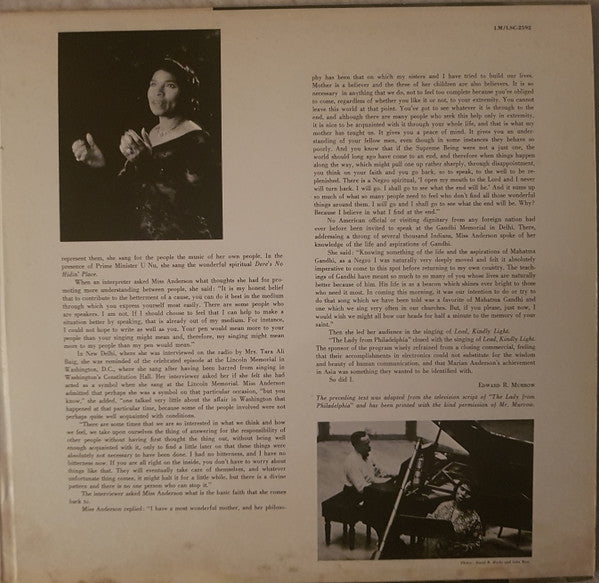 Marian Anderson, Franz Rupp : He's Got The Whole World In His Hands  And  18 Other Spirituals (LP, Gat)