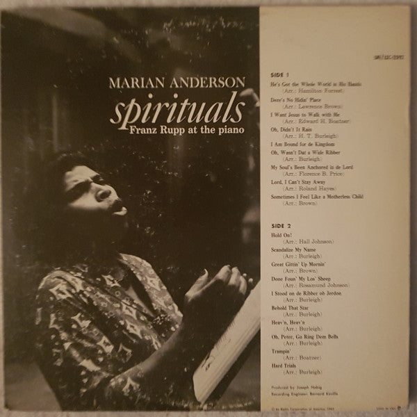 Marian Anderson, Franz Rupp : He's Got The Whole World In His Hands  And  18 Other Spirituals (LP, Gat)