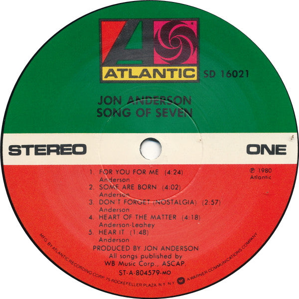 Jon Anderson : Song Of Seven (LP, Album, Mon)