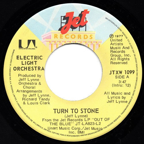 Electric Light Orchestra : Turn To Stone (7", Single, RP, Int)