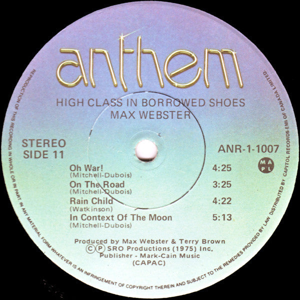 Max Webster : High Class In Borrowed Shoes (LP, Album, RE)