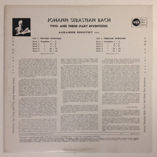 Bach* - Alexander Borovsky : Two & Three Part Inventions (LP)