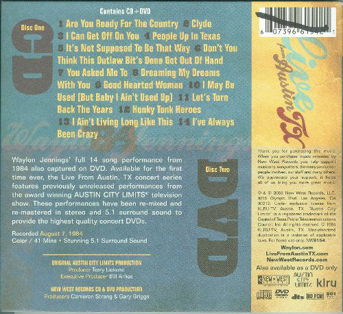 Waylon Jennings : Live From Austin TX '84 (CD, Album + DVD-V, Multichannel)
