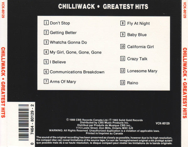 Chilliwack : Greatest Hits (CD, Comp, RE)