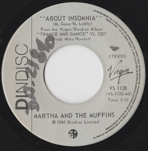 Martha And The Muffins : About Insomnia (7", Single)