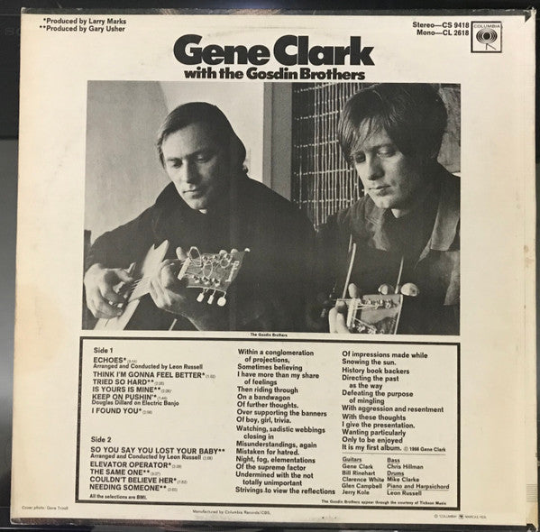 Gene Clark With The Gosdin Brothers : Gene Clark With The Gosdin Brothers (LP, Album, Mono)