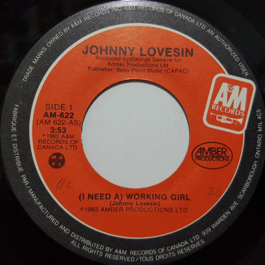 Johnny Lovesin : ( I Need A ) Working Girl / Rough Side Of Town (7", Single)