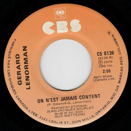 Gérard Lenorman : Gentil Dauphin Triste (7", Single)