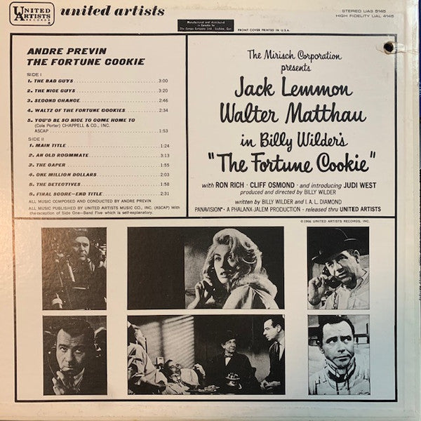 André Previn : The Fortune Cookie:  Original Motion Picture Sound Track (LP, Album)