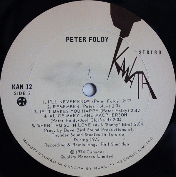 Peter Foldy : Peter Foldy (LP, Album)