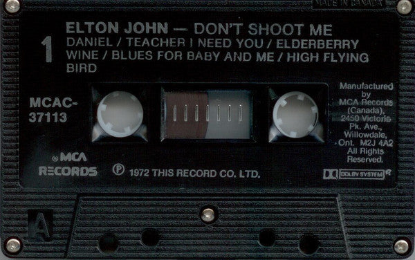 Elton John : Don't Shoot Me I'm Only The Piano Player (Cass, Album, Dol)