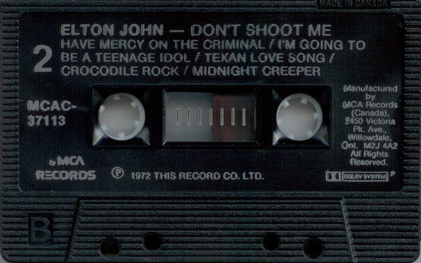 Elton John : Don't Shoot Me I'm Only The Piano Player (Cass, Album, Dol)