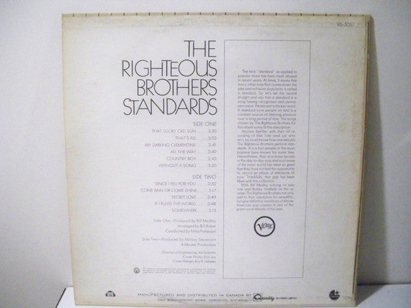 The Righteous Brothers : Standards (LP, Album)