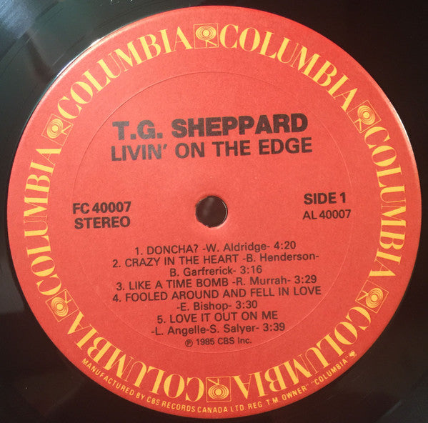 T.G. Sheppard : Livin' On The Edge (LP, Album)