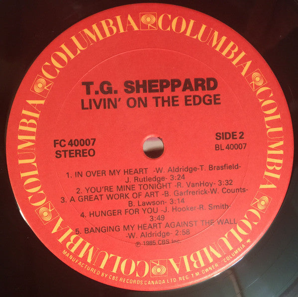 T.G. Sheppard : Livin' On The Edge (LP, Album)