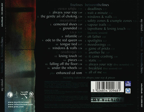 My Vitriol : Finelines / Between The Lines (CD, Album, Enh, RE + CD, Comp + Comp)