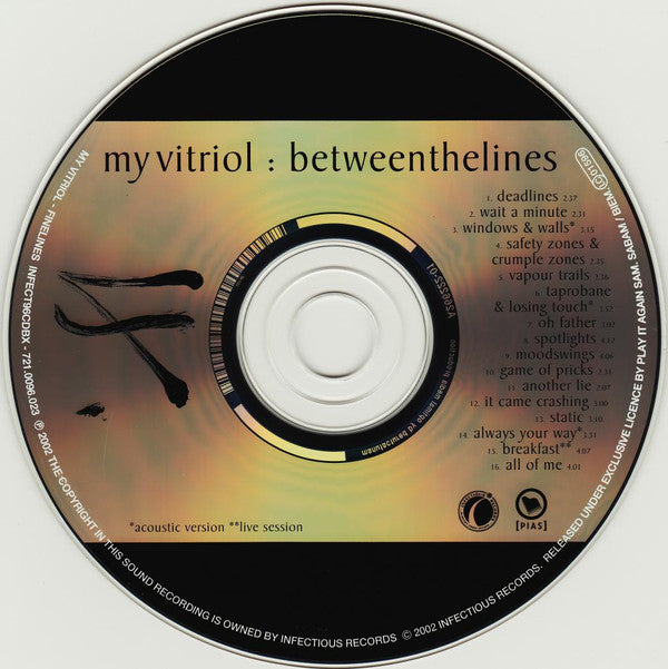 My Vitriol : Finelines / Between The Lines (CD, Album, Enh, RE + CD, Comp + Comp)