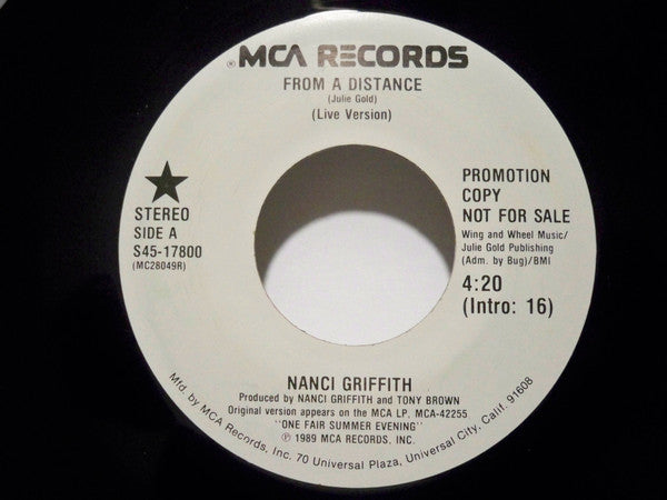 Nanci Griffith : From A Distance (7", Single, Promo)