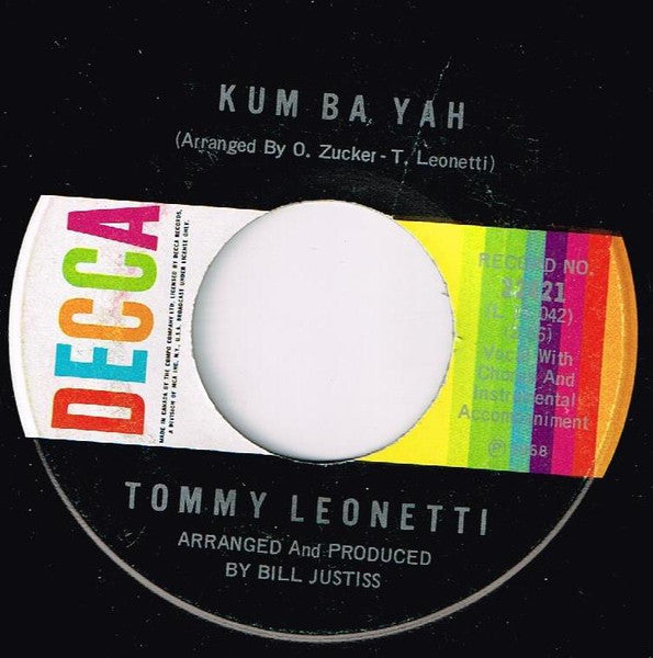 Tommy Leonetti : Kum Ba Yah (7", Single)